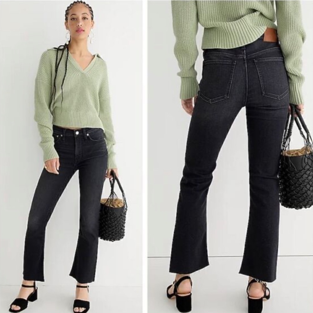 J. Crew |‎ Women’s Charcoal Wash 9” Billie Demi Boot Crop Raw Hem Jeans Size 28